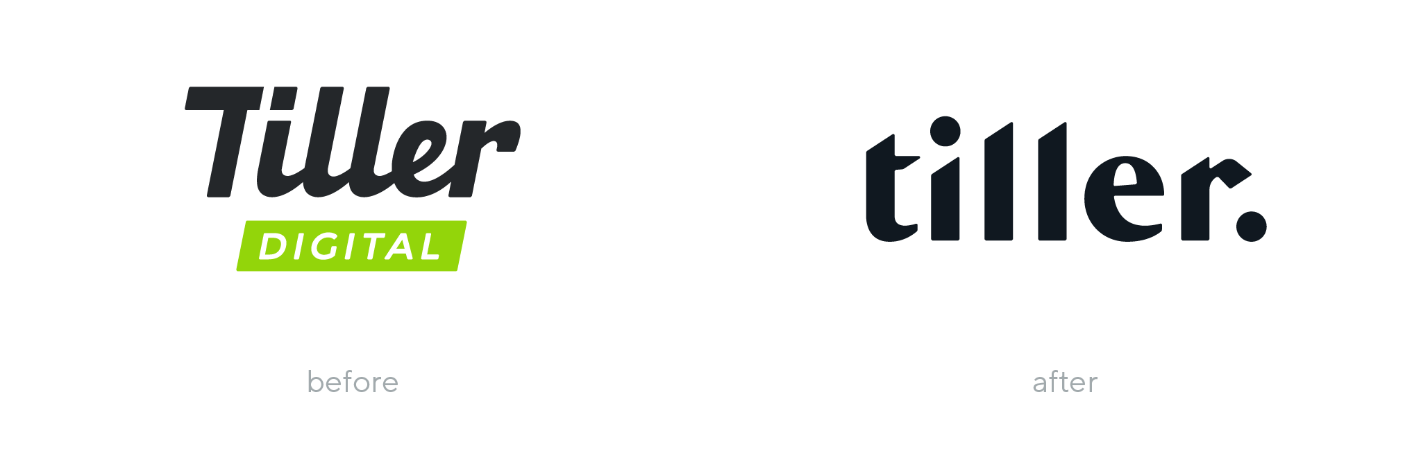 Tiller logo before and after rebranding