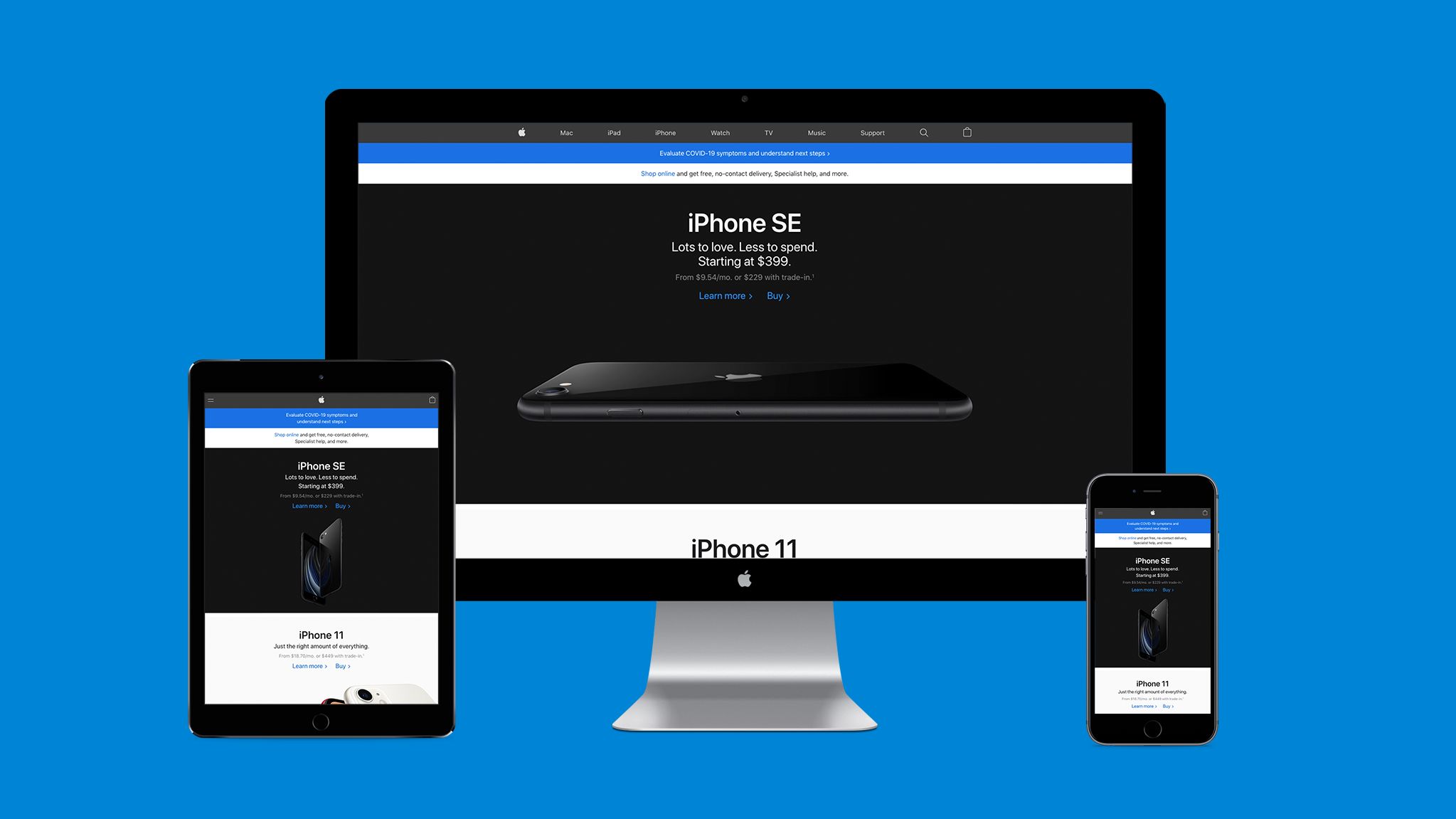 Illustration of responsive web design on the Apple website