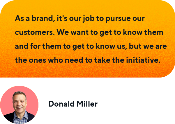 Donald Miller quote about customers and brand