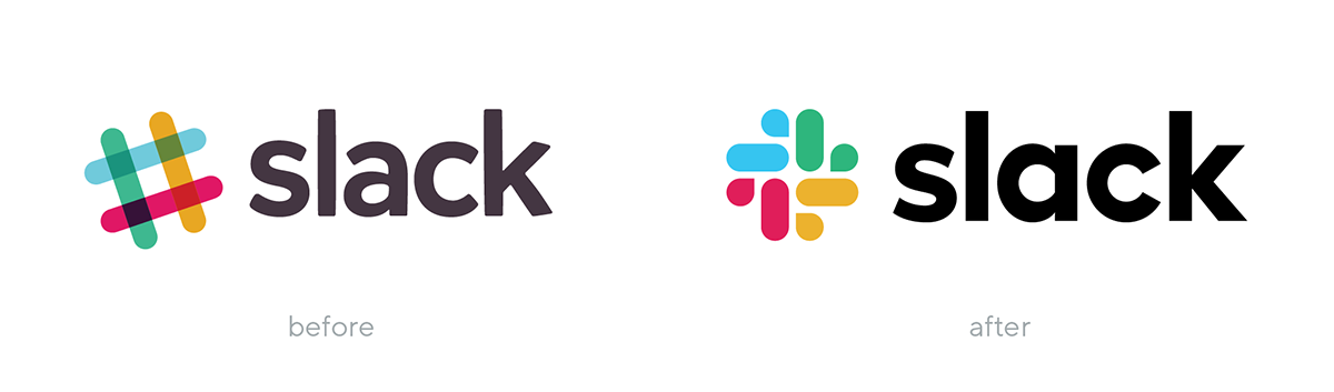 Old Slack logo and new Slack logo